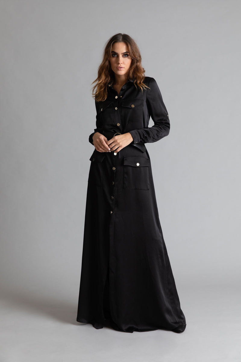Mantel-Kleid in Schwarz